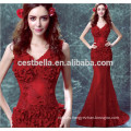 Vestido de noche de seda roja de la manera larga de las mangas largas elegantes de Chic